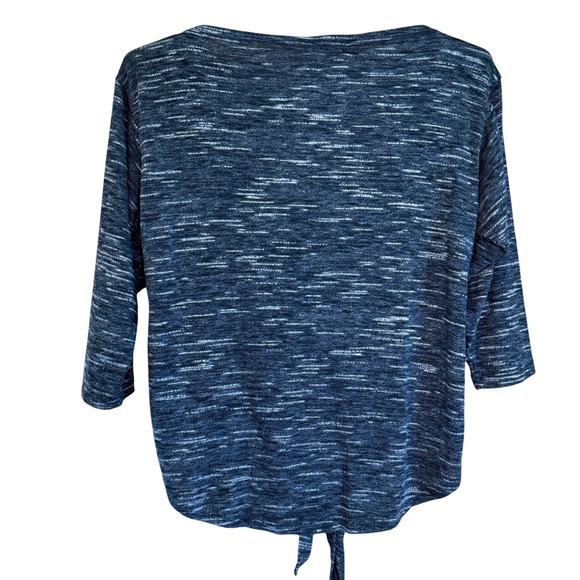 Max Studio fits a Large OS Medium Tie-Front Top Black Grey 3/4 Sleeve NWT - Picture 8 of 8